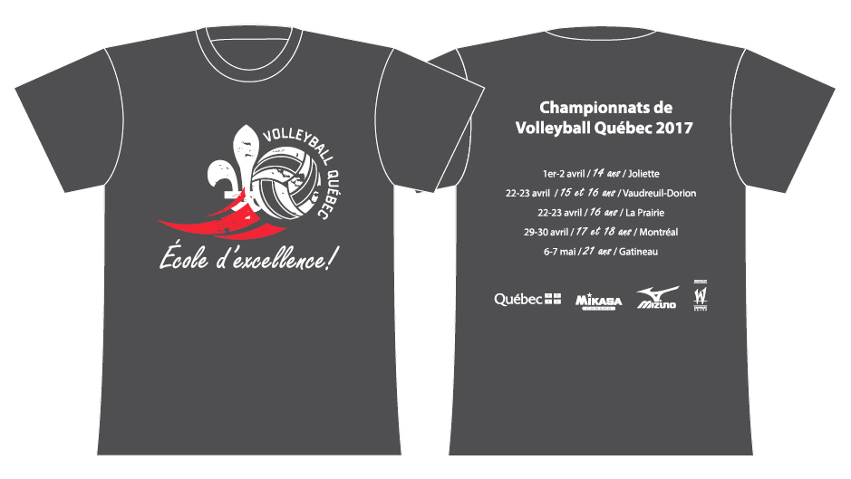 Le T-shirt Souvenir Des Championnats De Volleyball Québec 2017 Est En Vente